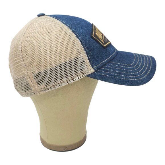 Browning Slack Denim Mesh Snapback Cap Trucker Baseball Logo Patch Hunter Hat - Picture 10 of 14